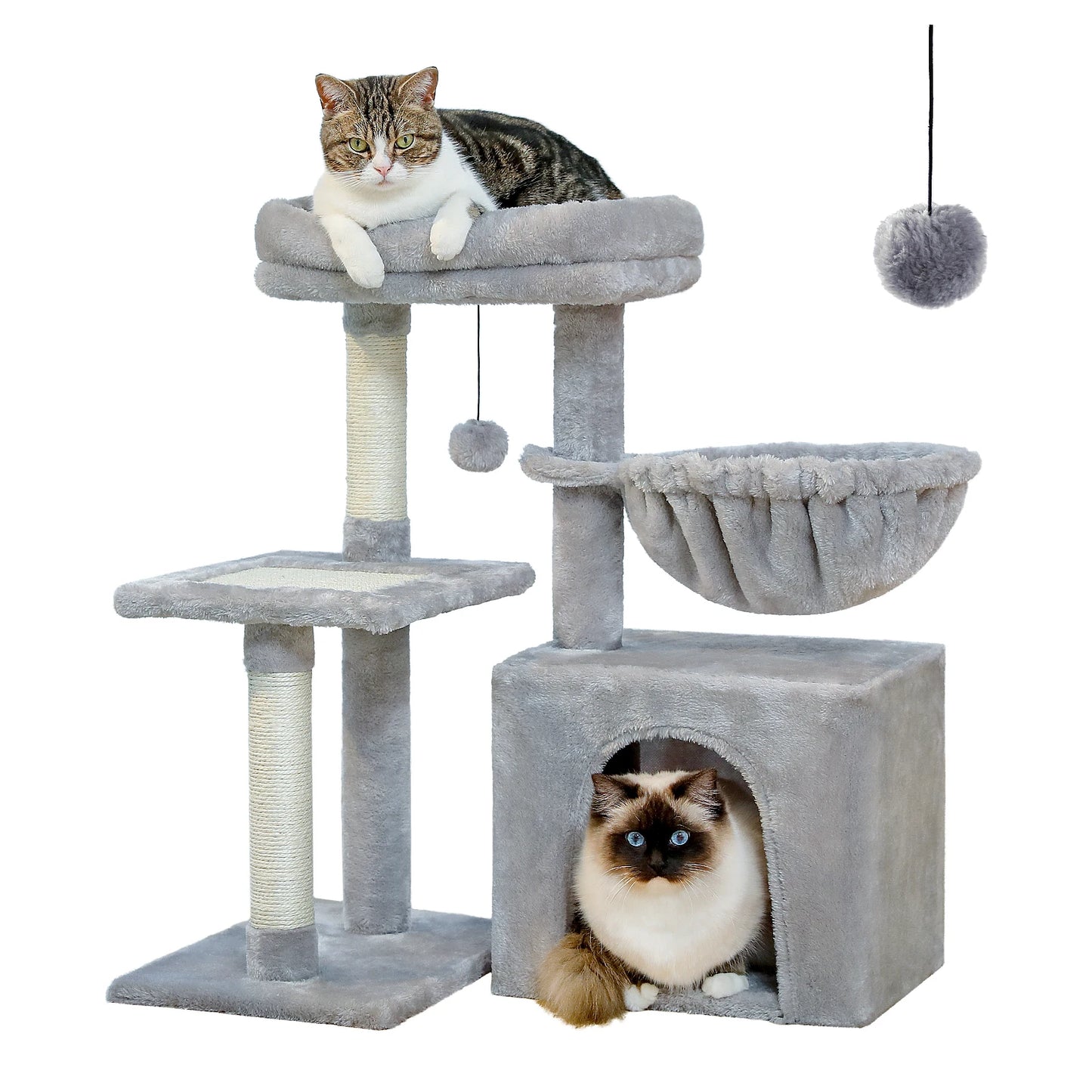 Cat Tree Cat Tower for Indoor Cats with Big Hammock Grey