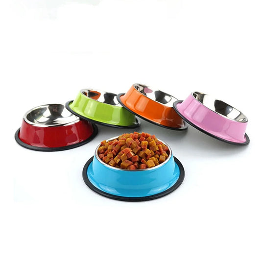 Pet Dog Stainless Steel Bowls for Puppies and Cats Food and Water Dish Feeder Travel Non-Slip Feeding Dishes Pet Supplies