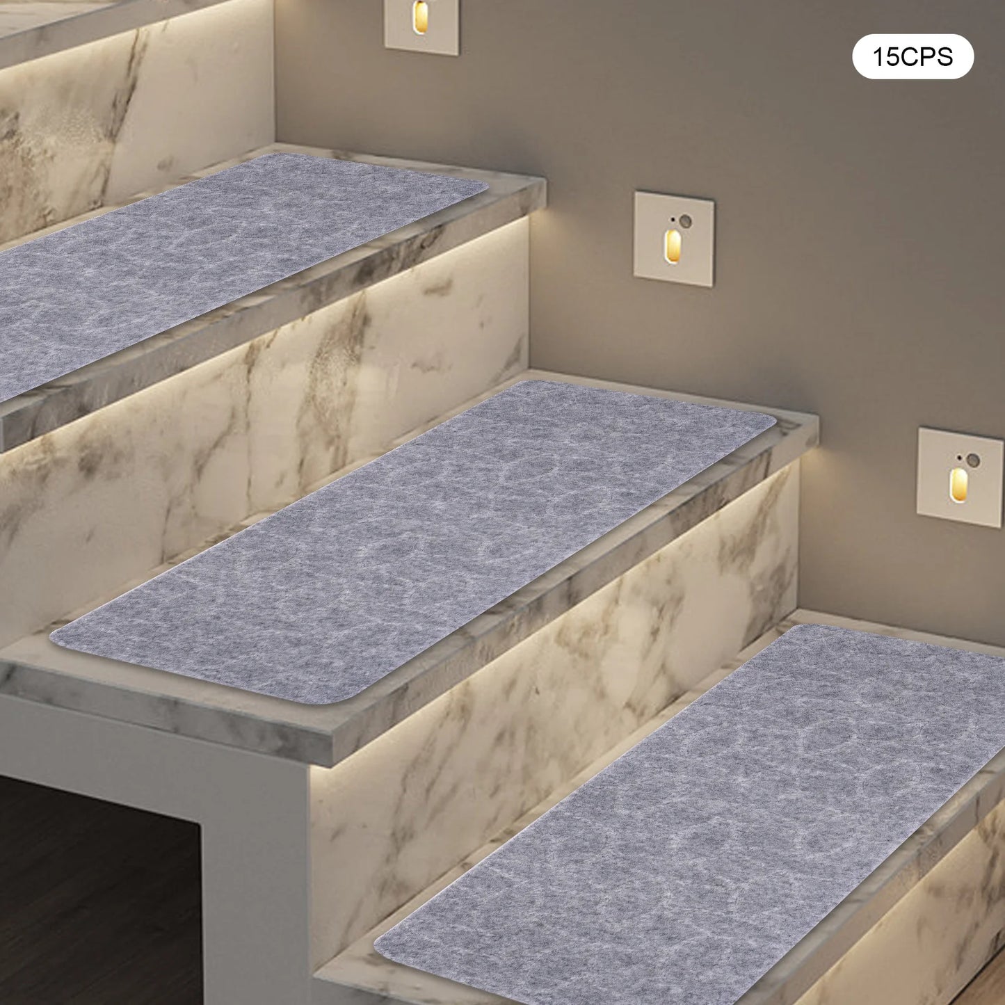 8 Inch x 30 Inch 15 Piece Non Slip Carpet Stair Treads with Non Skid Rubber Backing Ideal for Pets and Elders