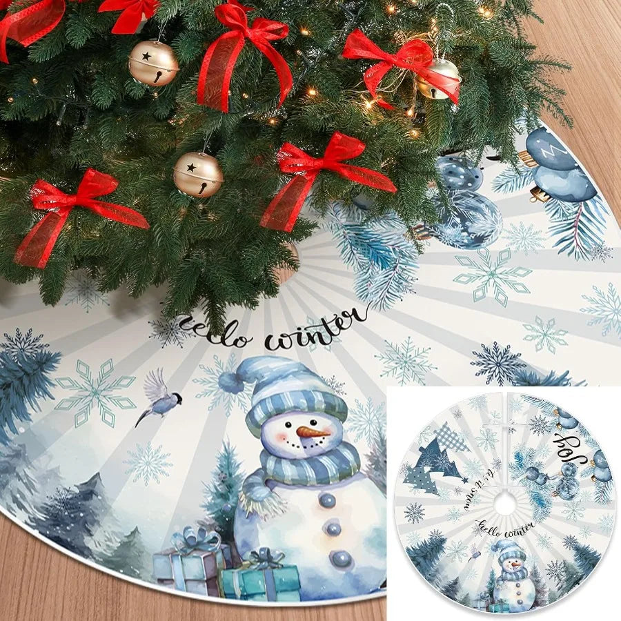 Electronic Winter Tree Skirt Snowman Snowflake Decor
