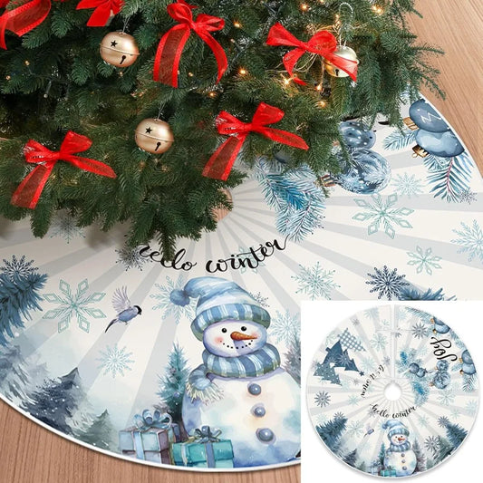 Electronic Winter Tree Skirt Snowman Snowflake Decor
