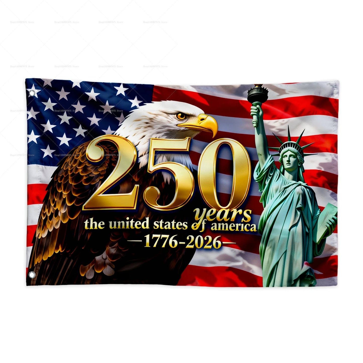 USA Flag Banner July Fourth Independence Day Outdoor Yard Decor