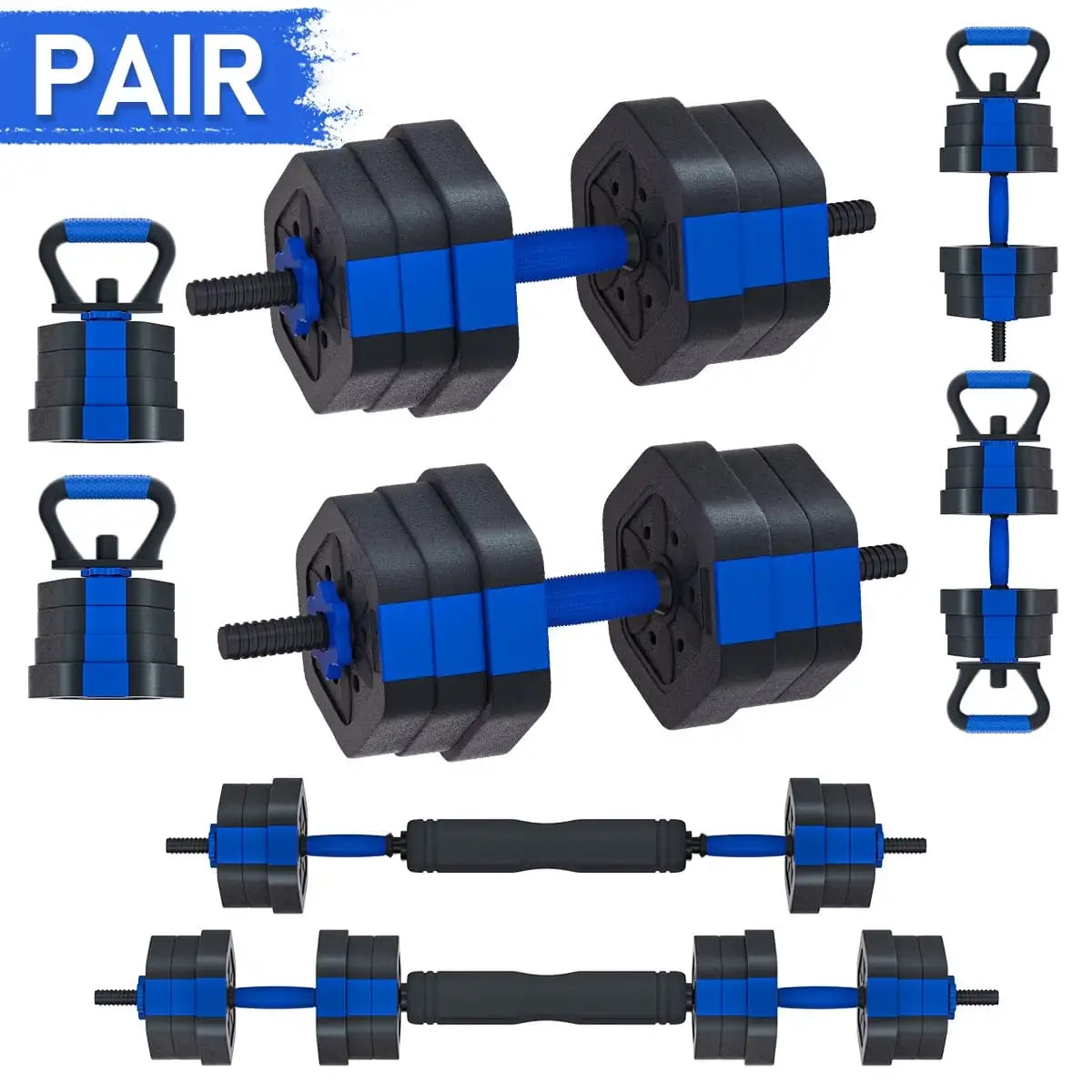 Adjustable Dumbbells Set 25 Lbs Free Weight Set with Connector 4 In 1 Dumbbells Used as Barbell Kettlebells Push Up Stand
