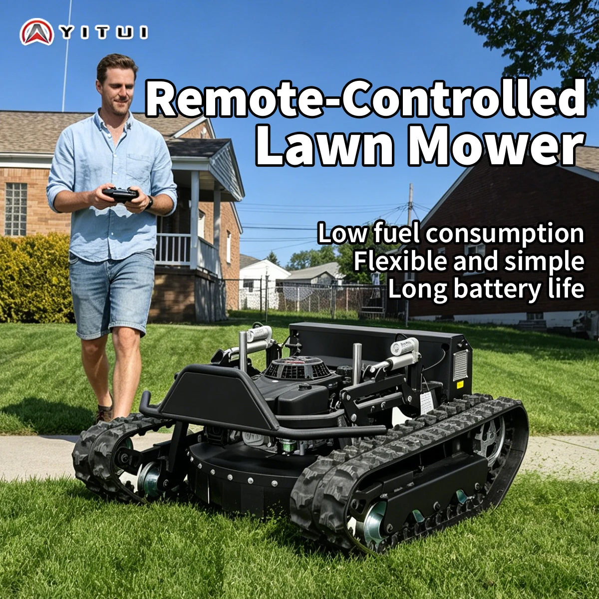 Remote Control Crawler Lawn Mower for Mountain and Backyard Maintenance