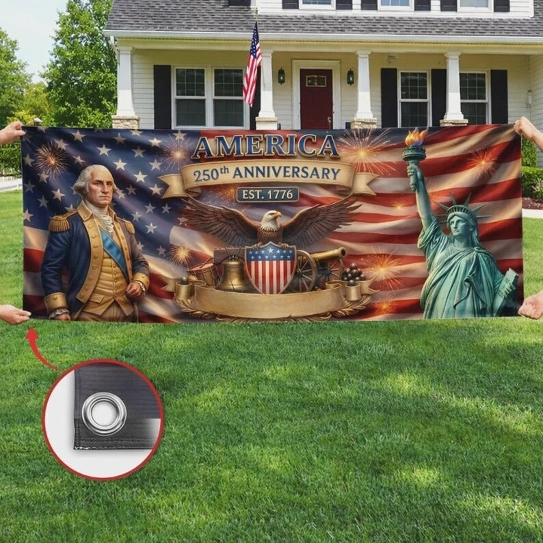 Polyester Outdoor Banner Patriotic USA 250th Anniversary Decor