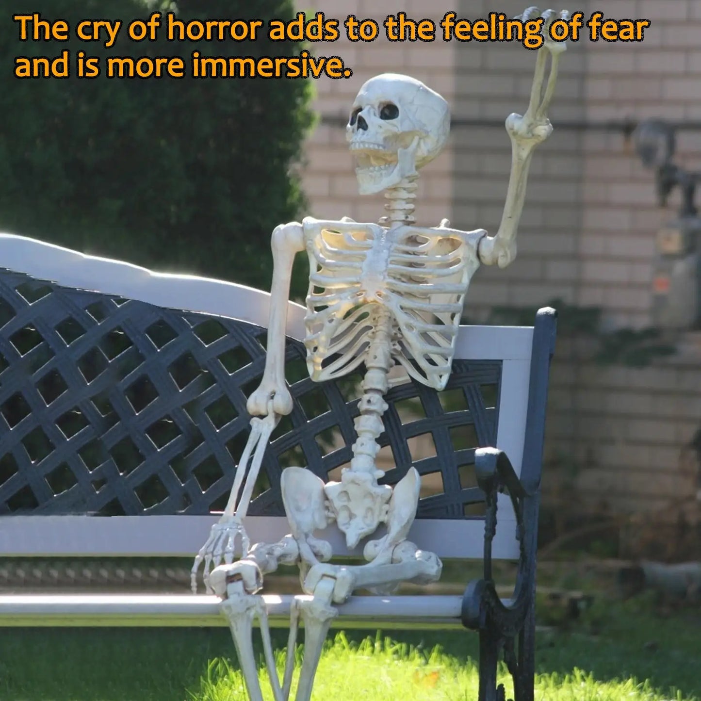 Halloween Skeleton Decoration 165cm Plastic Vivid Design Sound Effect Movable Joints Home Ornament Bone Decor for Photo