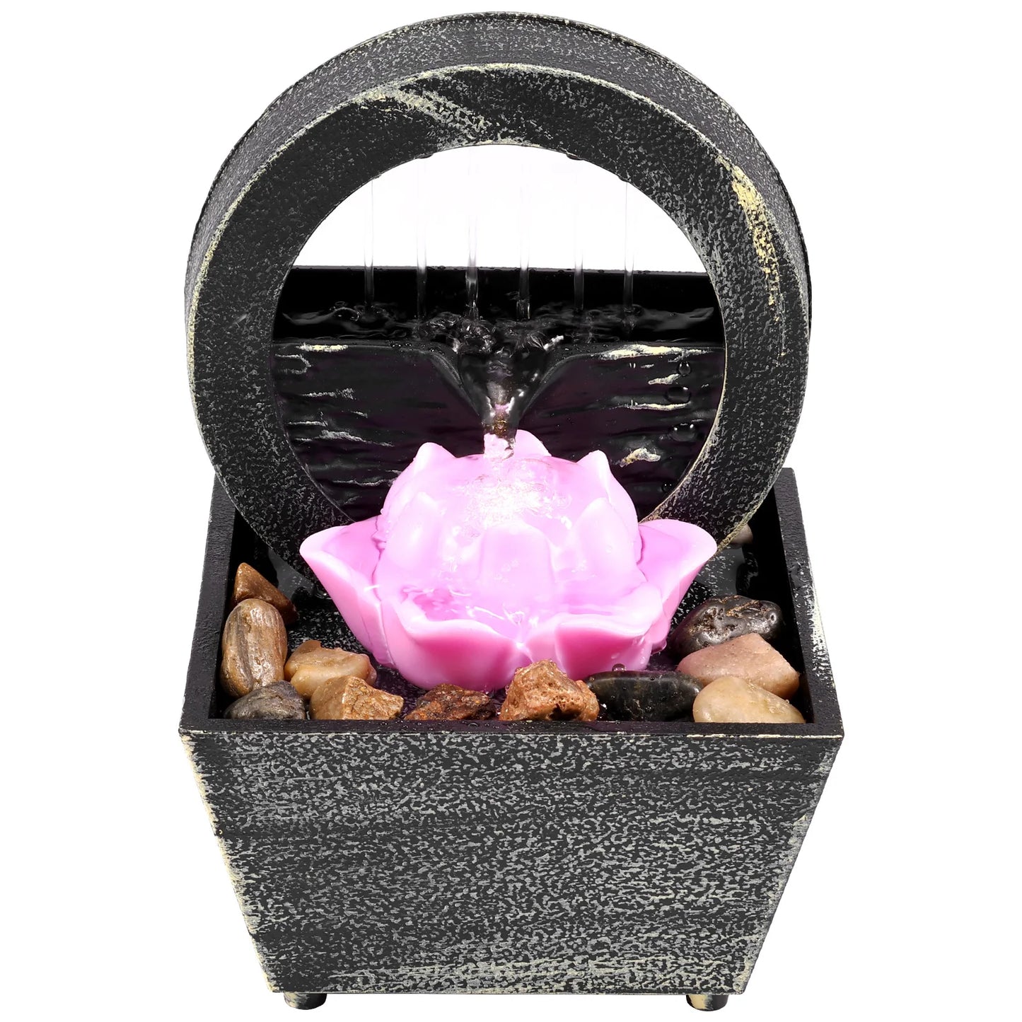 Tabletop Flowing Water Fountain for Living Room Battery and USB Operated Mini Home Decor