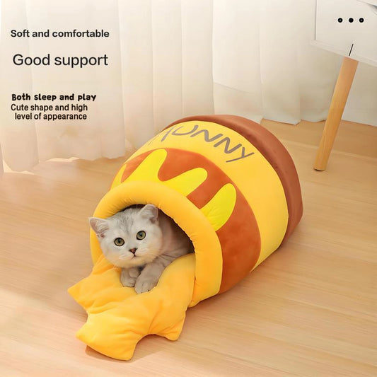 Warm Honey Jar Cat Litter Pet Sleeping Bag Winter Essential Cat House Cozy Bed Mat Pet Supplies for Cats