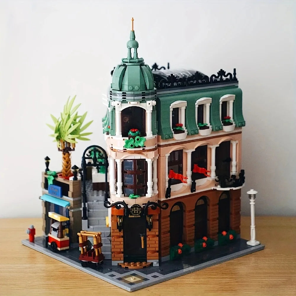 Creative Expert Brick Bank Cafe Corner Model MOC Street View House Building Blocks Toys Pet Book Shop Town Hall Downtown Diner