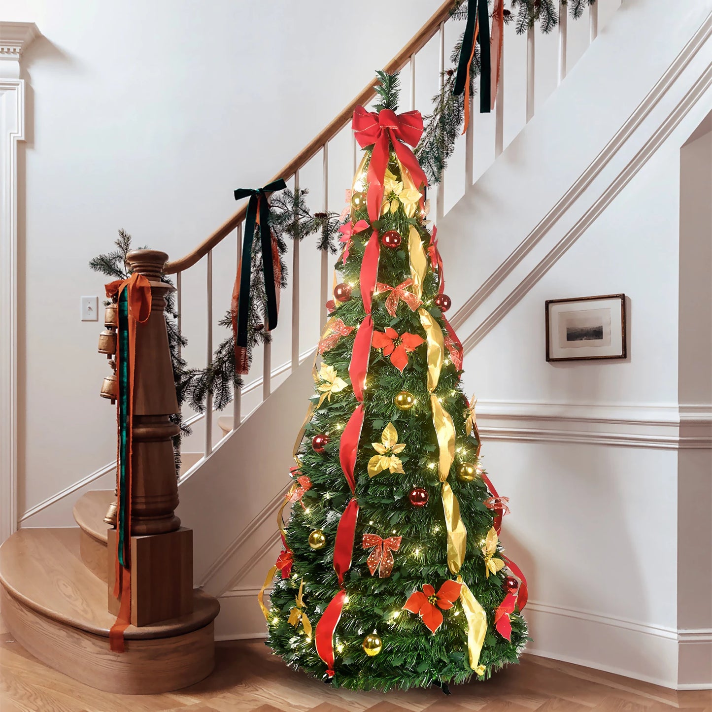 Lixhey Prelit Artificial Christmas Tree With Ribbons