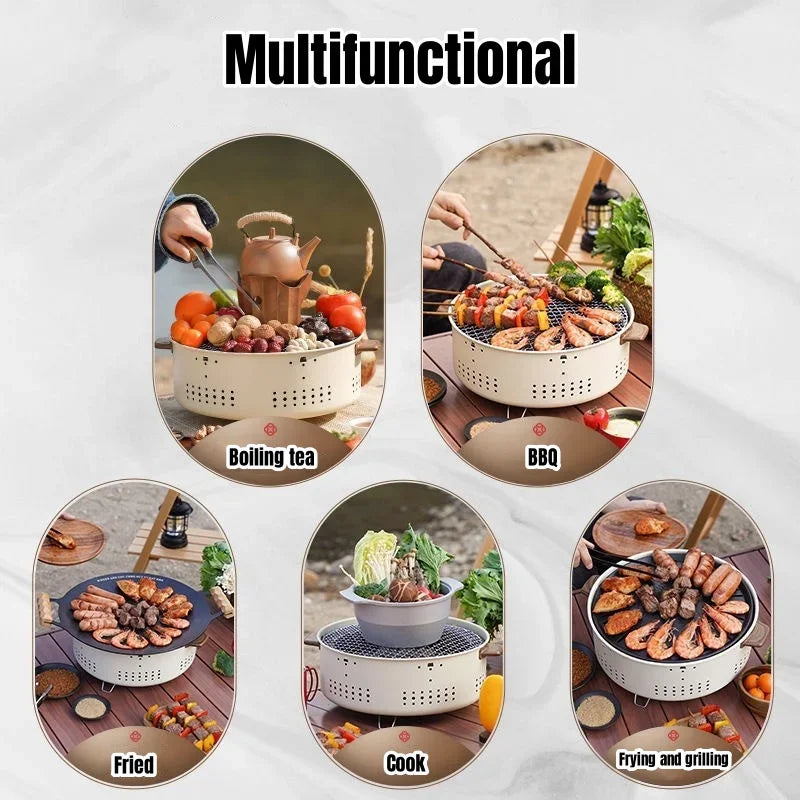 Vie Lente Portable Korean Charcoal Barbecue Grill Stainless Steel