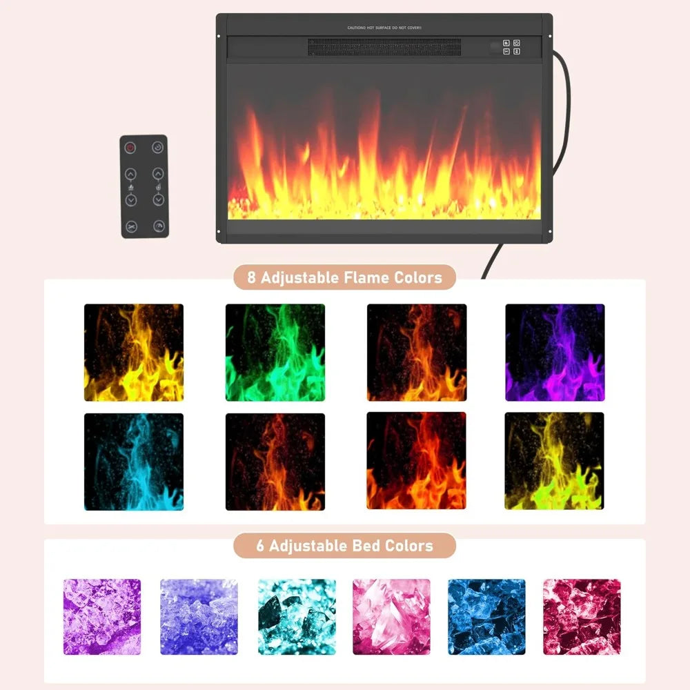 Electric Fireplace TV Stand With Mantel And LED Lights