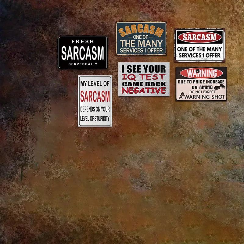 6 Pcs Funny Quotes Metal Tin Signs Retro Humorous Wall Art for Office Garage Bar Club Bedroom Kitchen Waterproof 8x12 Inch