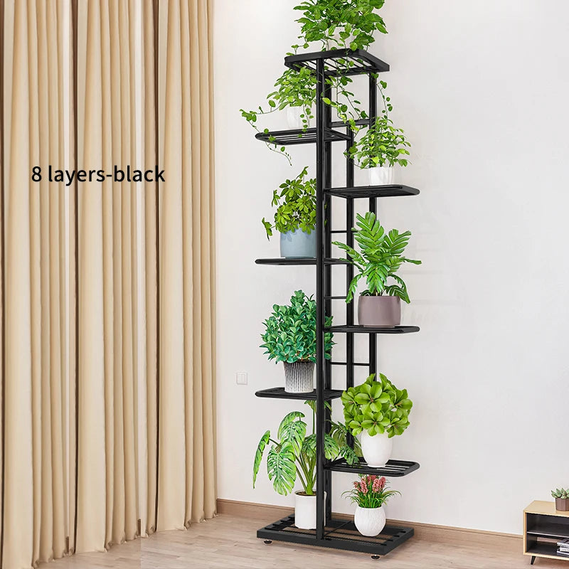 Cordlal Shining Stand For Flowers Iron 8 Layer Plant Holder Storage Shelf Pot Rack Organizer Home Garden Decoration