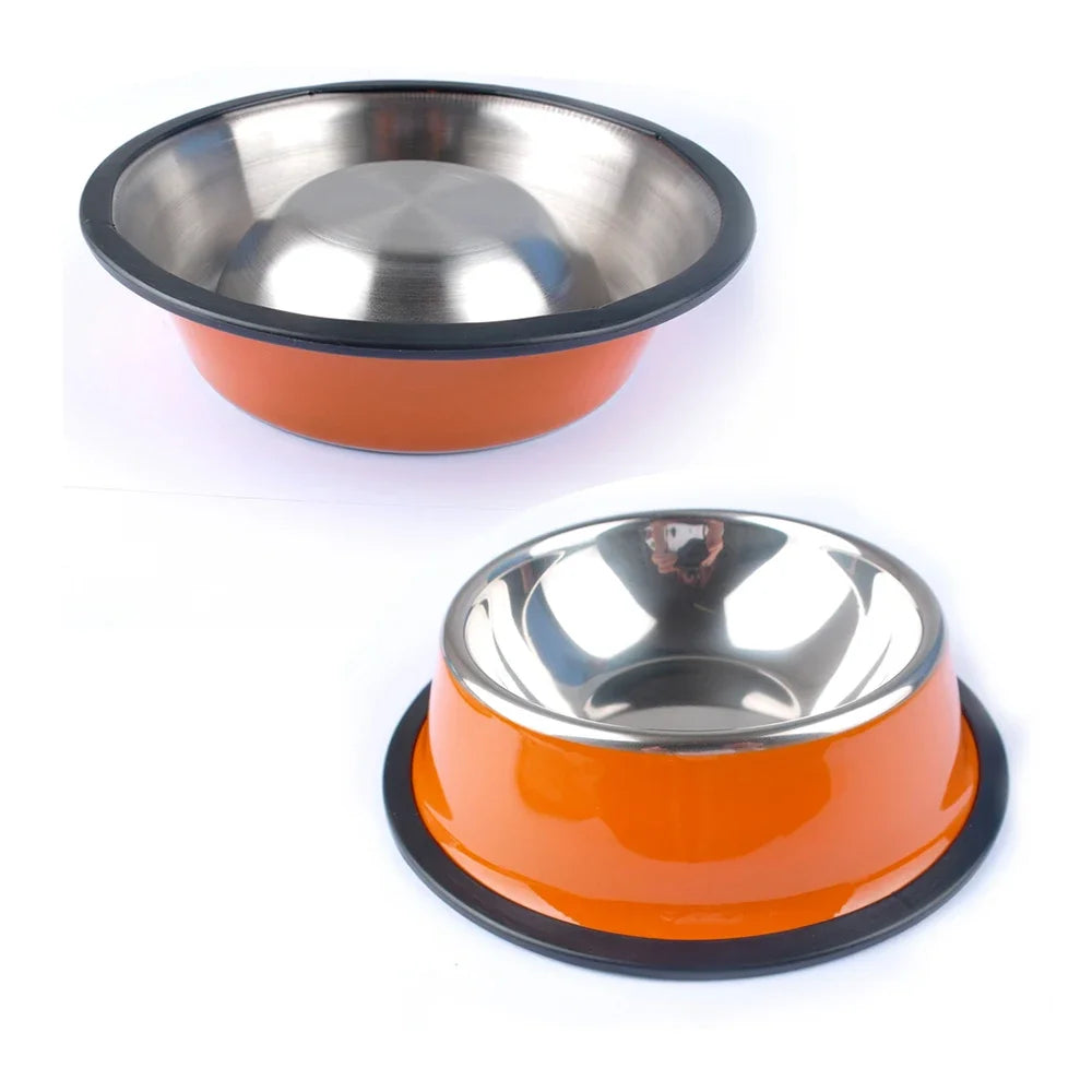 Pet Dog Stainless Steel Bowls for Puppies and Cats Food and Water Dish Feeder Travel Non-Slip Feeding Dishes Pet Supplies
