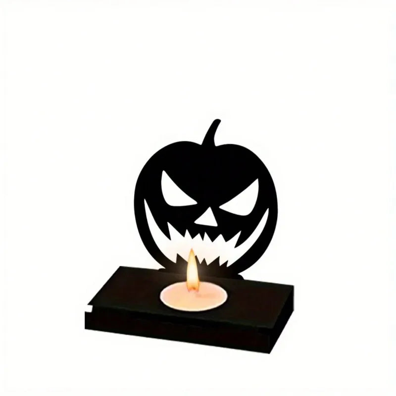 CIFBUY Halloween Pumpkin Iron Candlestick Holder Decor
