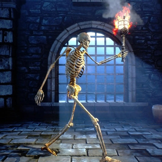 Halloween Skeleton Decoration 165cm Plastic Vivid Design Sound Effect Movable Joints Home Ornament Bone Decor for Photo