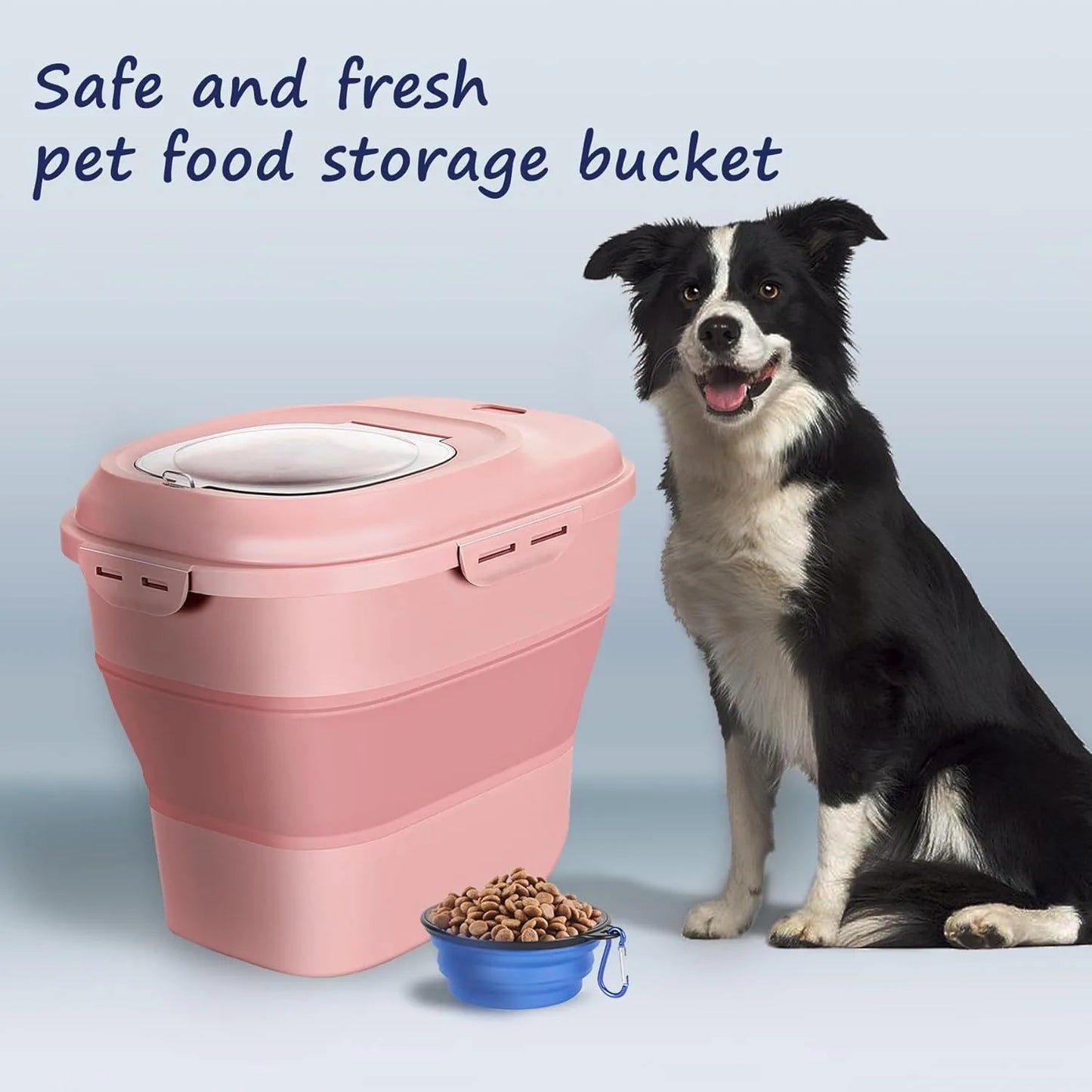 Collapsible Dog Food Storage Container with Airtight Lid and Moisture Proof Design 2.5L Capacity