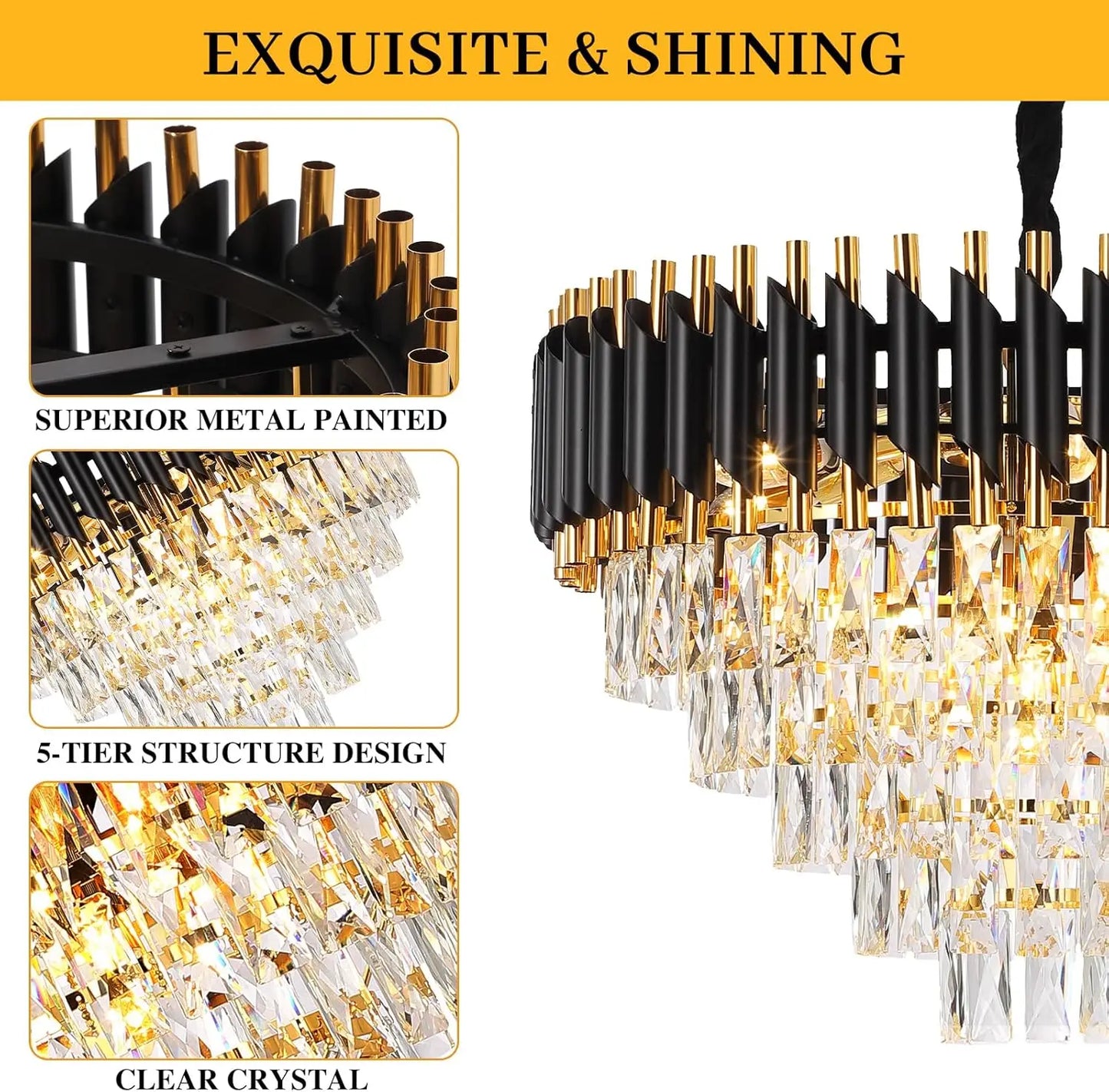 Luxury Pendant Lights Crystal Aluminum Chandelier E12 Lamp Holder