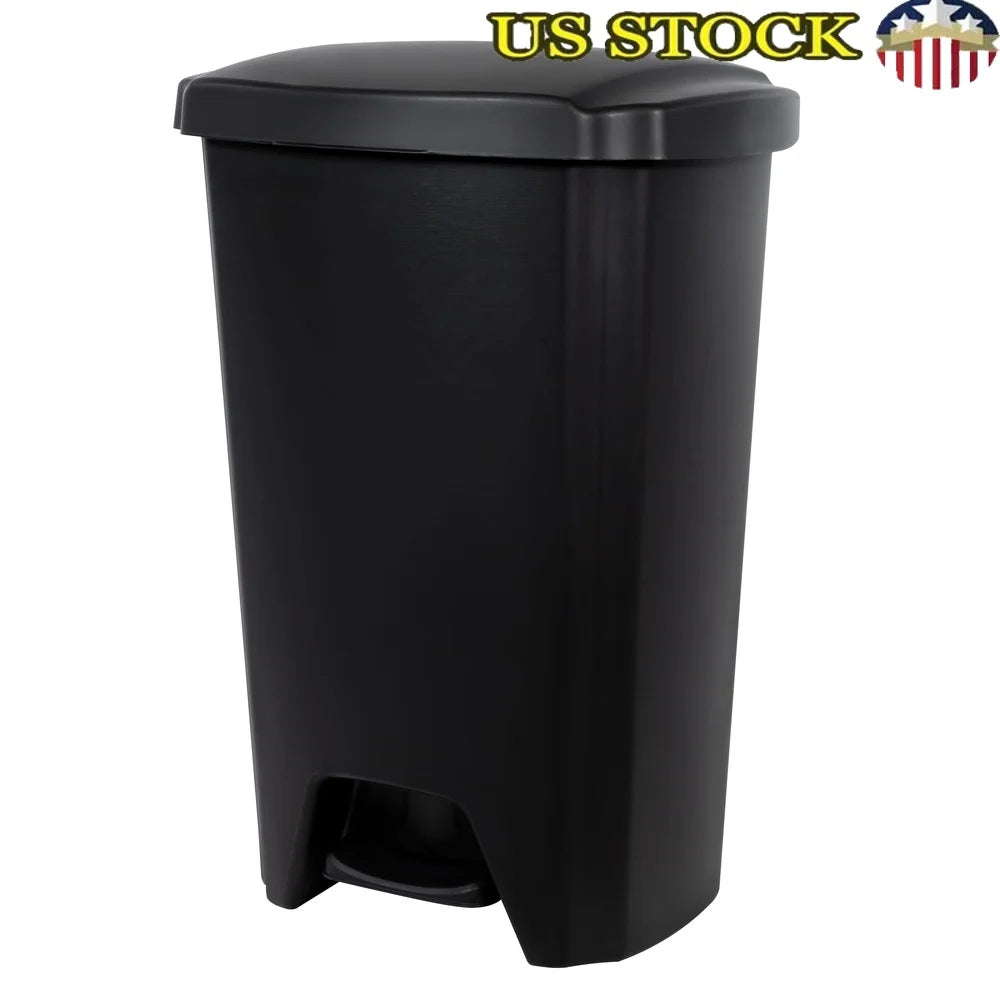 12.1 Gallon Step Trash Can Plastic Garbage Bin with Lid Touchless Soft Close Hands-Free Waste Solution Kitchen