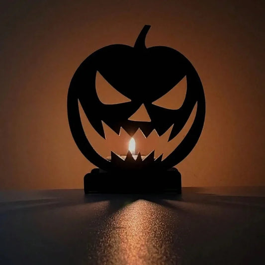 CIFBUY Halloween Pumpkin Iron Candlestick Holder Decor